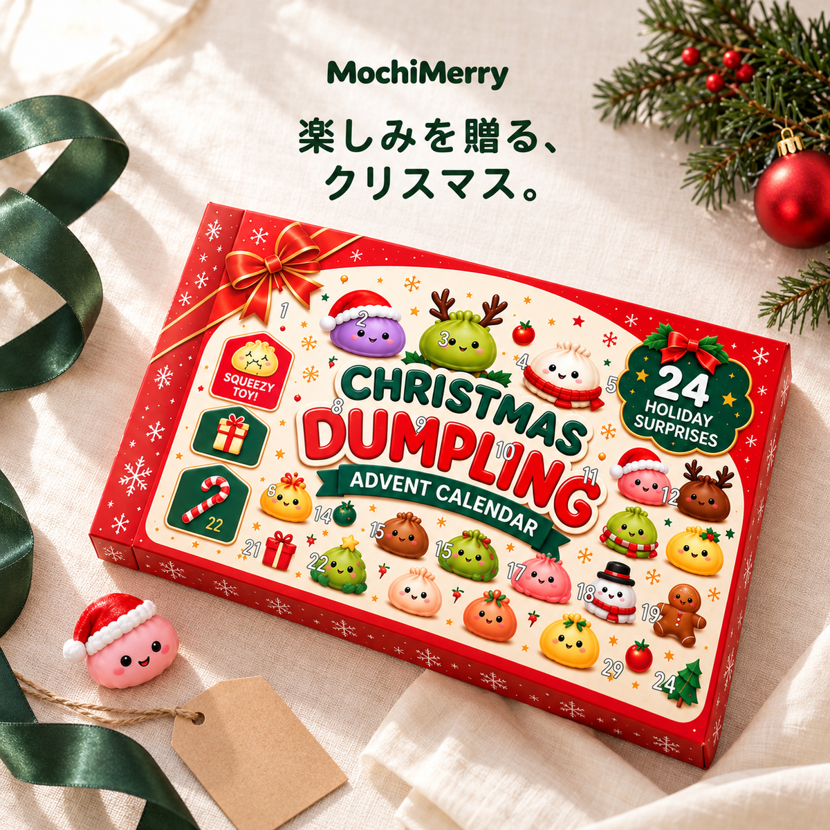 MochiMerry ｜クリスマスまで楽しむ、24個のもちもちスクイーズ