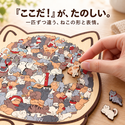 猫まみれパズル｜135ピースの木製パズル