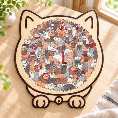 猫まみれパズル｜135ピースの木製パズル