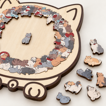 猫まみれパズル｜135ピースの木製パズル