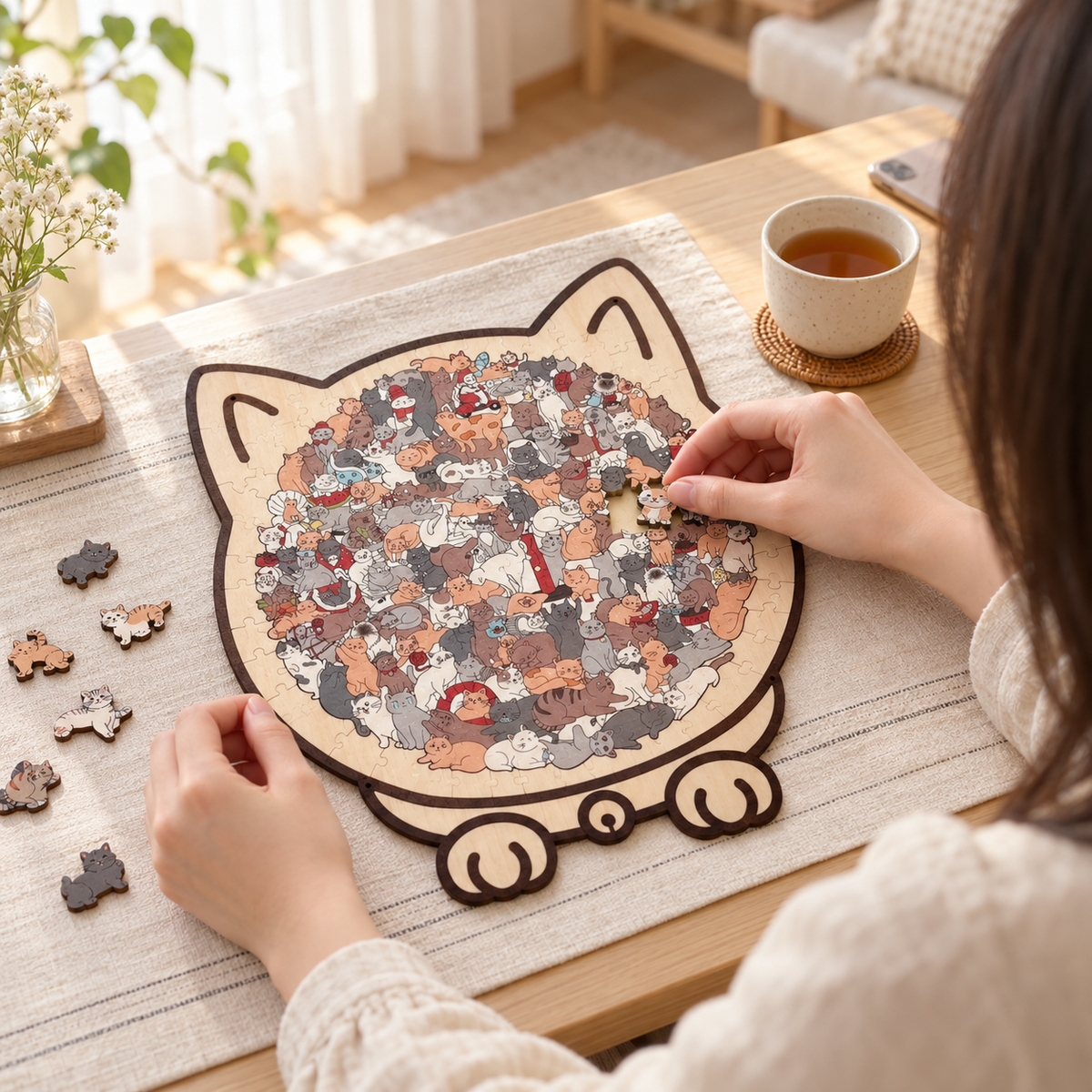 猫まみれパズル｜135ピースの木製パズル