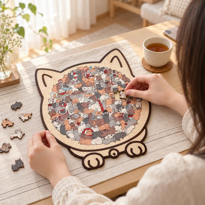 猫まみれパズル｜135ピースの木製パズル